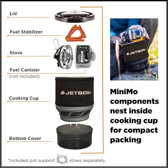 Jetboil MiniMo Camping and Backpacking Stove Cooking System with Adjustable Heat Control